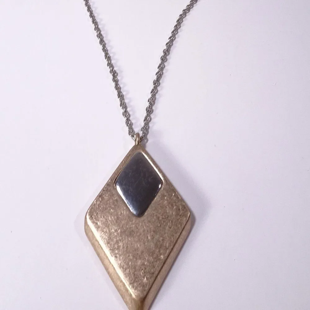 Ann taylor LOFT Gold Silver Pendant Necklace NWT 39.50